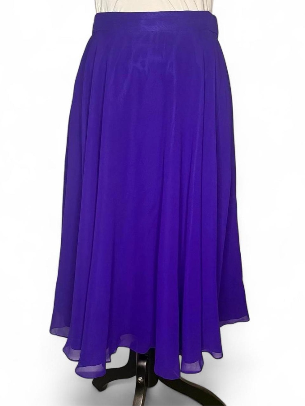 Vintage Black Tie by Oleg Cassini purple silk chiffon midi skirt 10 - 80s luxury